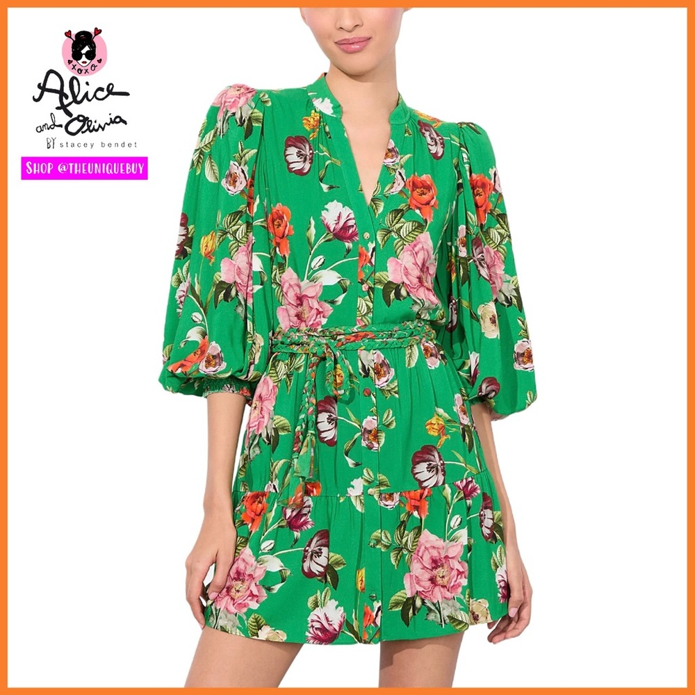 Alice + Olivia Antonette Floral Multi Long Sleeve Mini Dress